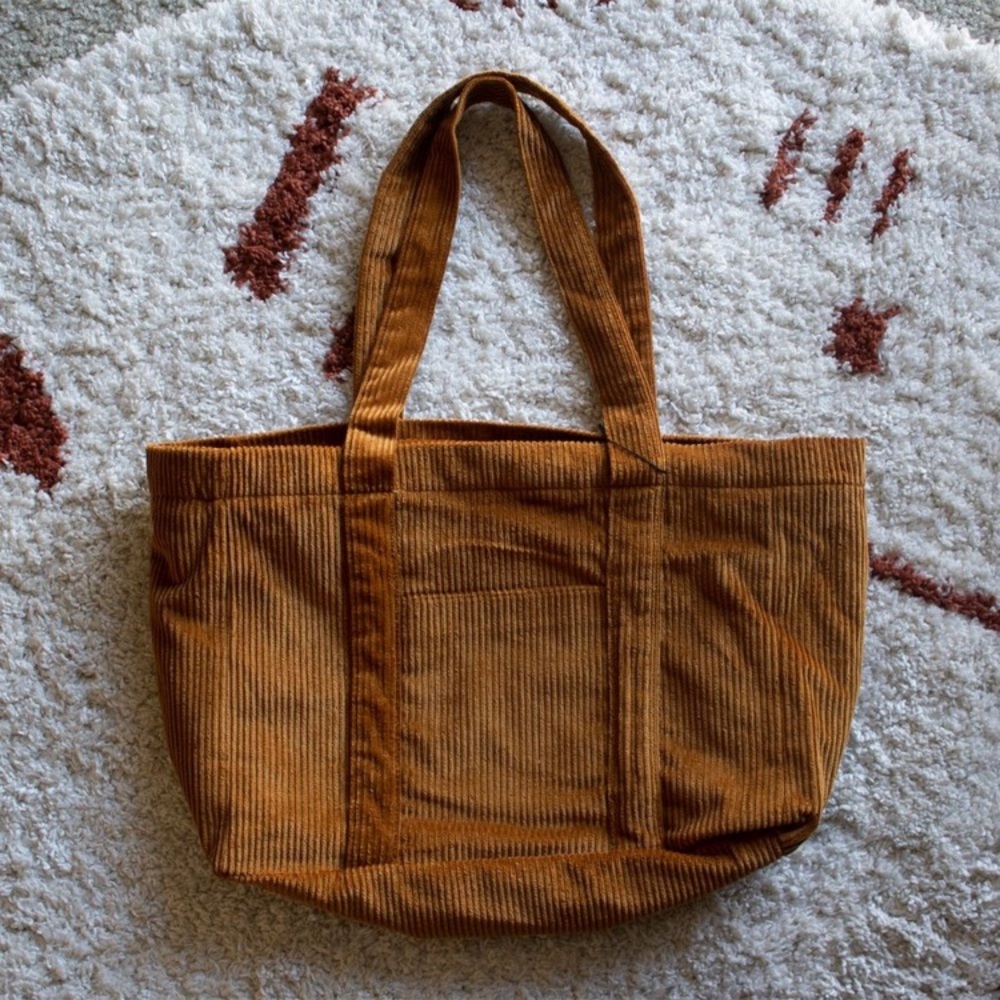 Zara Corduroy Shopper Bag Russet Orange